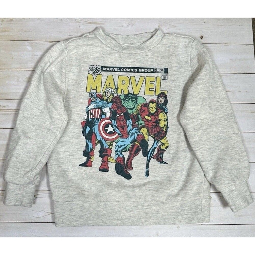 Mad Engine Marvel Comics Light Heather Gray Sweatshirt  Crewneck Toddler Boys 4T